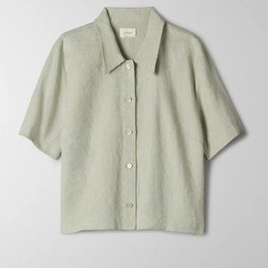 Aritzia Wilfred Gelato Linen Shirt Organic Linen Short-Sleeve Button Up Small